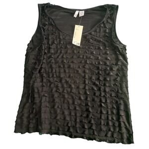 Sami Jo Top Womens 2XL Black Tank Sleeveless Ruffle Layer NWT